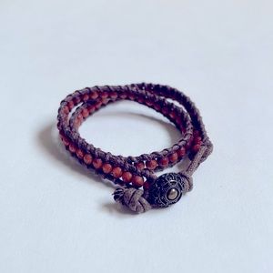 Brown Beaded Wrap Bracelet